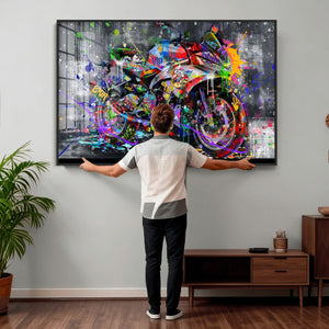 Graffiti Motorcycle Wall Art Canvas Print, Urban Street Art