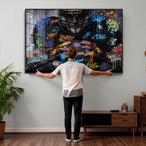 Graffiti American Football Player Street Art Wall Art Canvas