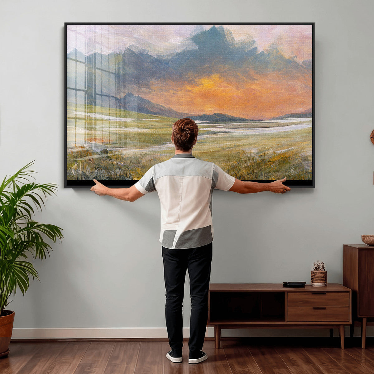 Mountain Sunset Wall Art Canvas Print Vintage Landscape