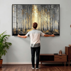 Abstract Birch Forest Wall Art Canvas Print – Modern Neutral
