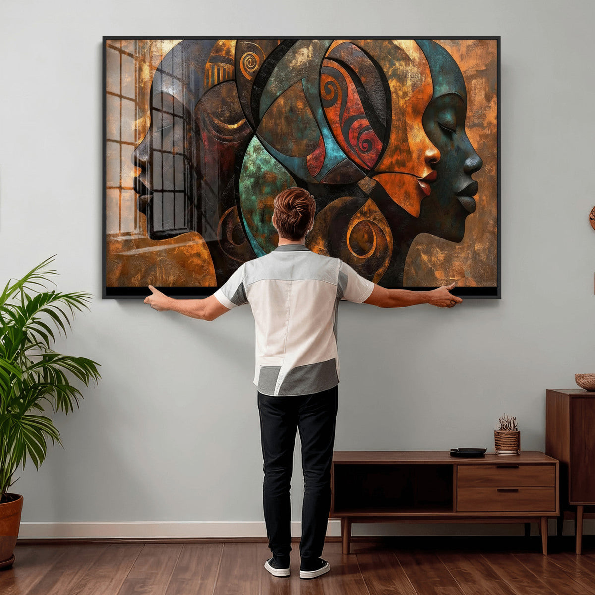 Abstract Afro American Women Wall Art Canvas Print