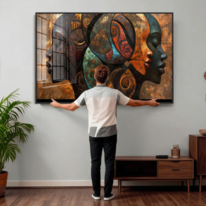Abstract Afro American Women Wall Art Canvas Print