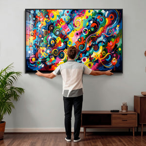 Geometric Abstract Wall Art Canvas Print, Bold Color