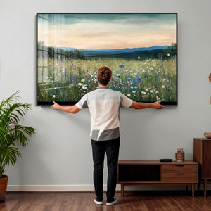 Wildflower Meadow Oil Painting Canvas — Daisy Lavender