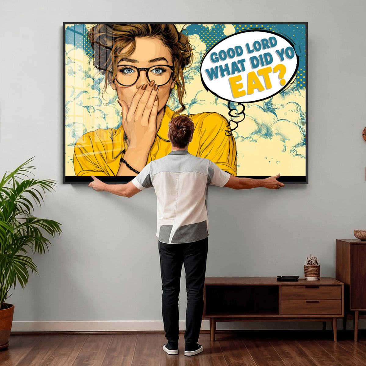 Pop Art Print Bathroom Sign Wall Art Canvas Print — Funny