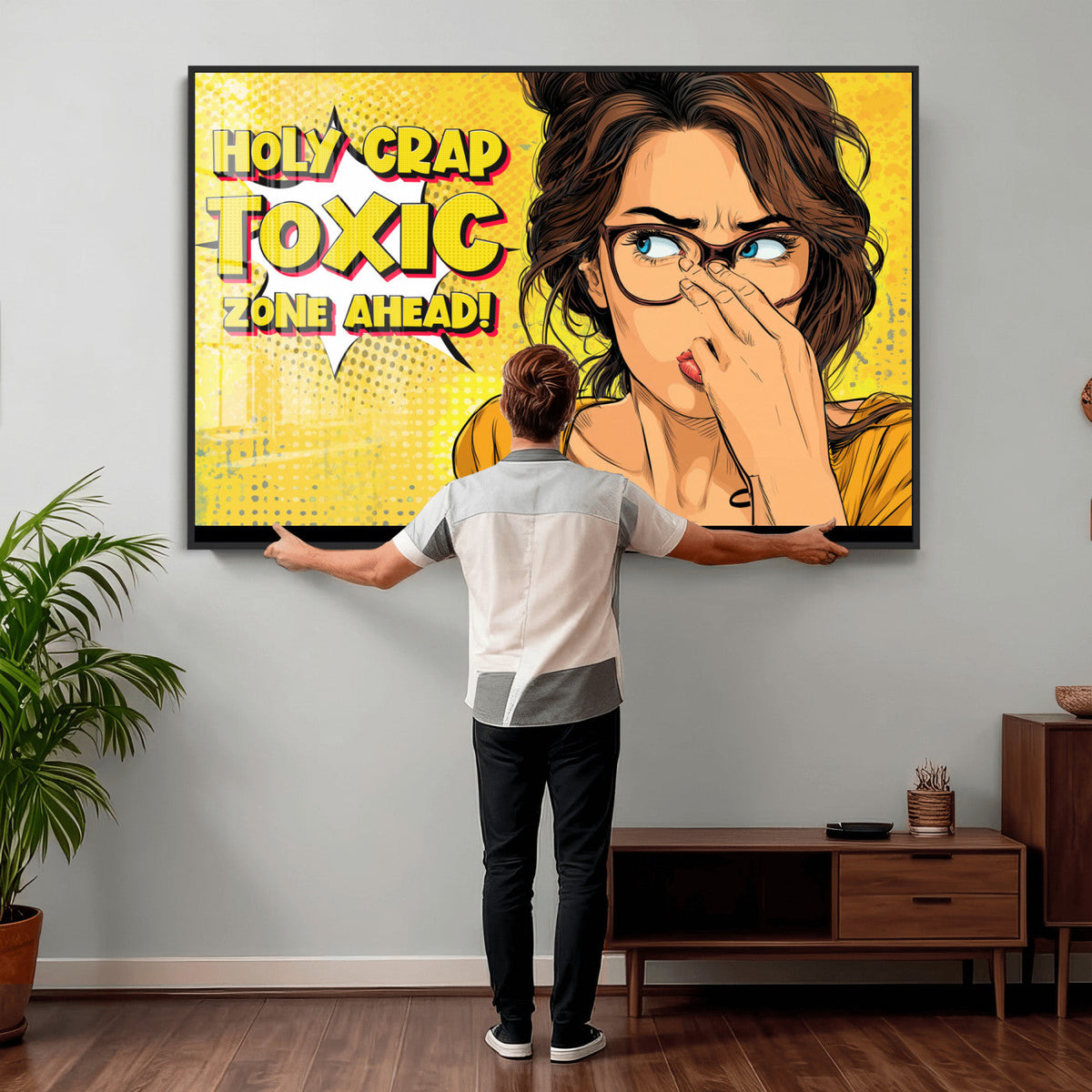 Pop Art Print Bathroom Sign Wall Art Canvas Print — Funny