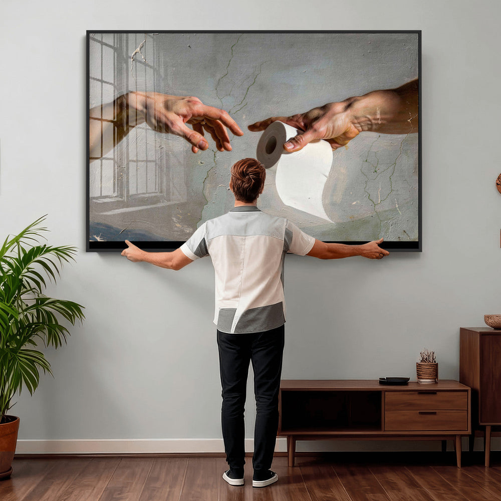 Funny Bathroom Wall Art Canvas, Creation of Toilet Paper