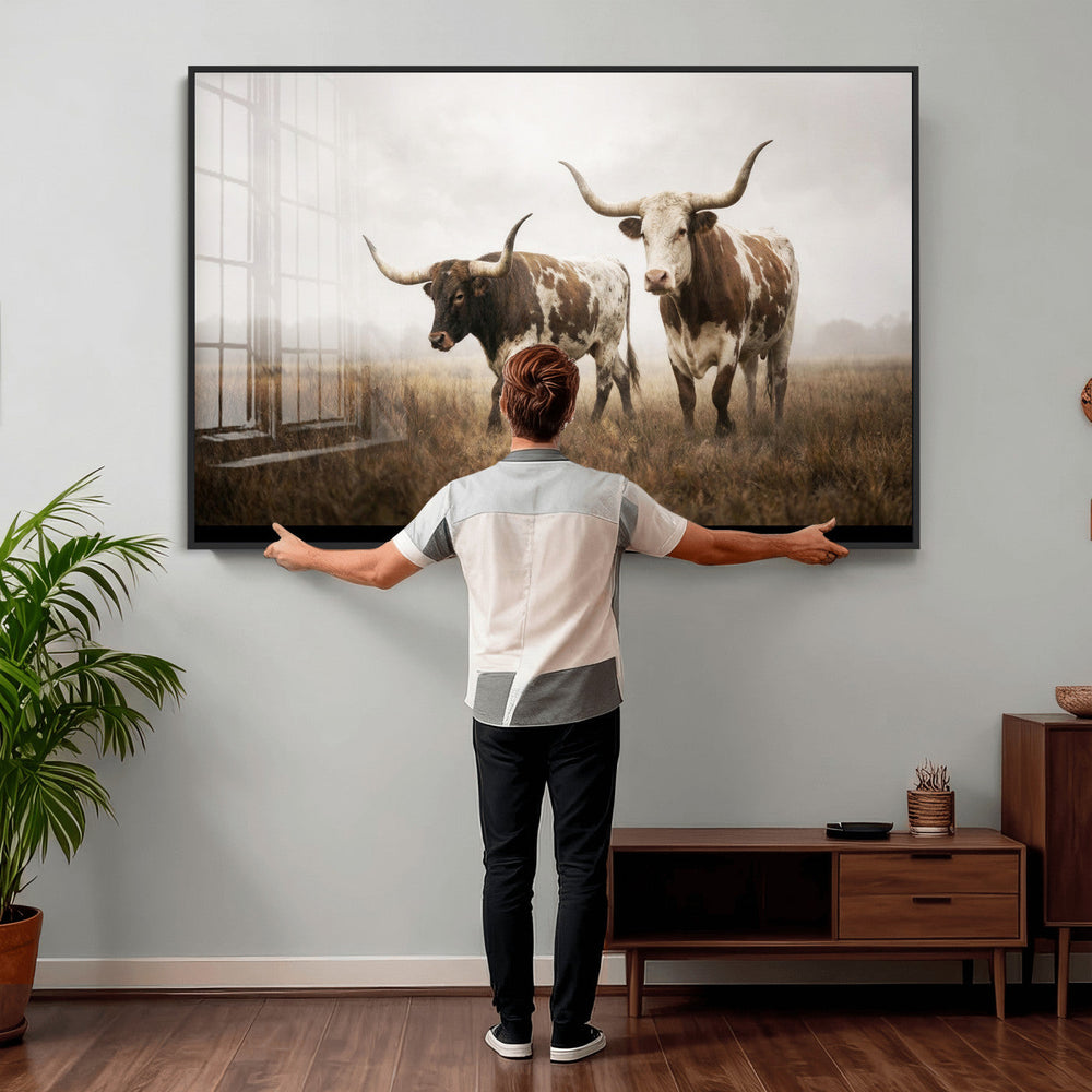 Texas Longhorn Canvas Wall Art Western Bull Desert Moody