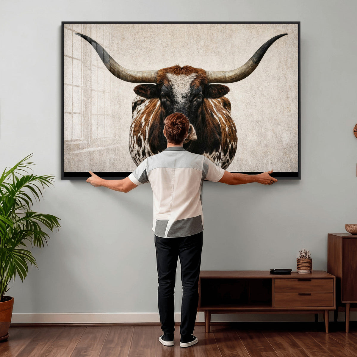 Texas Longhorn Canvas Wall Art Western Bull Desert Moody