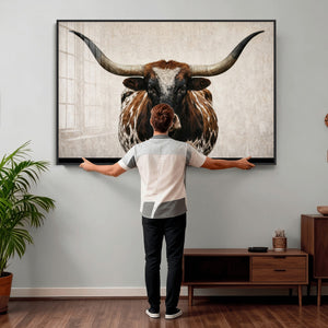 Texas Longhorn Canvas Wall Art Western Bull Desert Moody