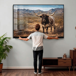Texas Longhorn Canvas Wall Art Western Bull Desert Moody