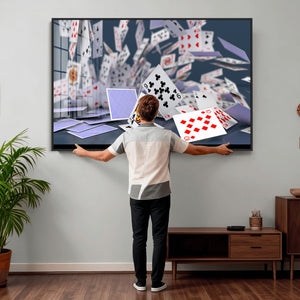 Playing Cards Canvas Wall Art | Casino Game Room Decor,
