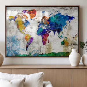 World Map Canvas Print – Framed Travel Map Wall Art for