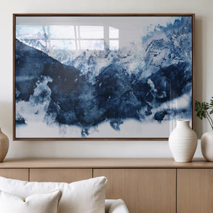 Abstract Blue Mountain Canvas Wall Art – Modern Triptych