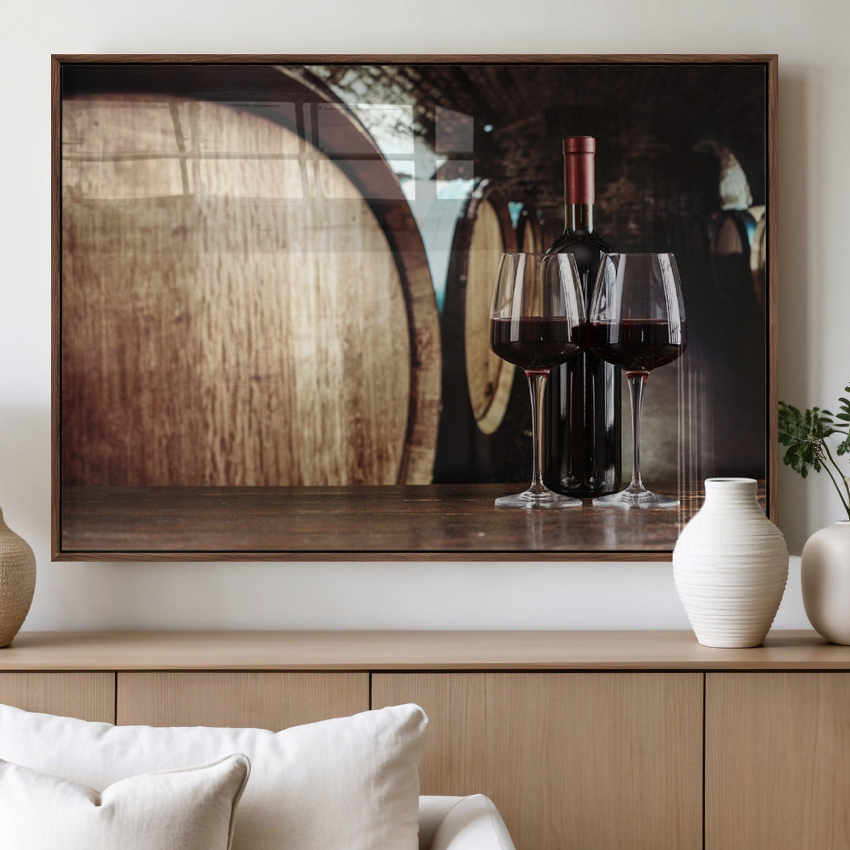 Wine and Barrel Wall Art Canvas Print
