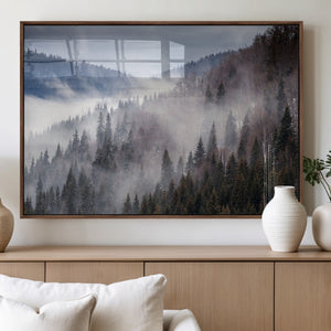 Beautiful Rising Fog in Winter Mountain Landscape- Framed