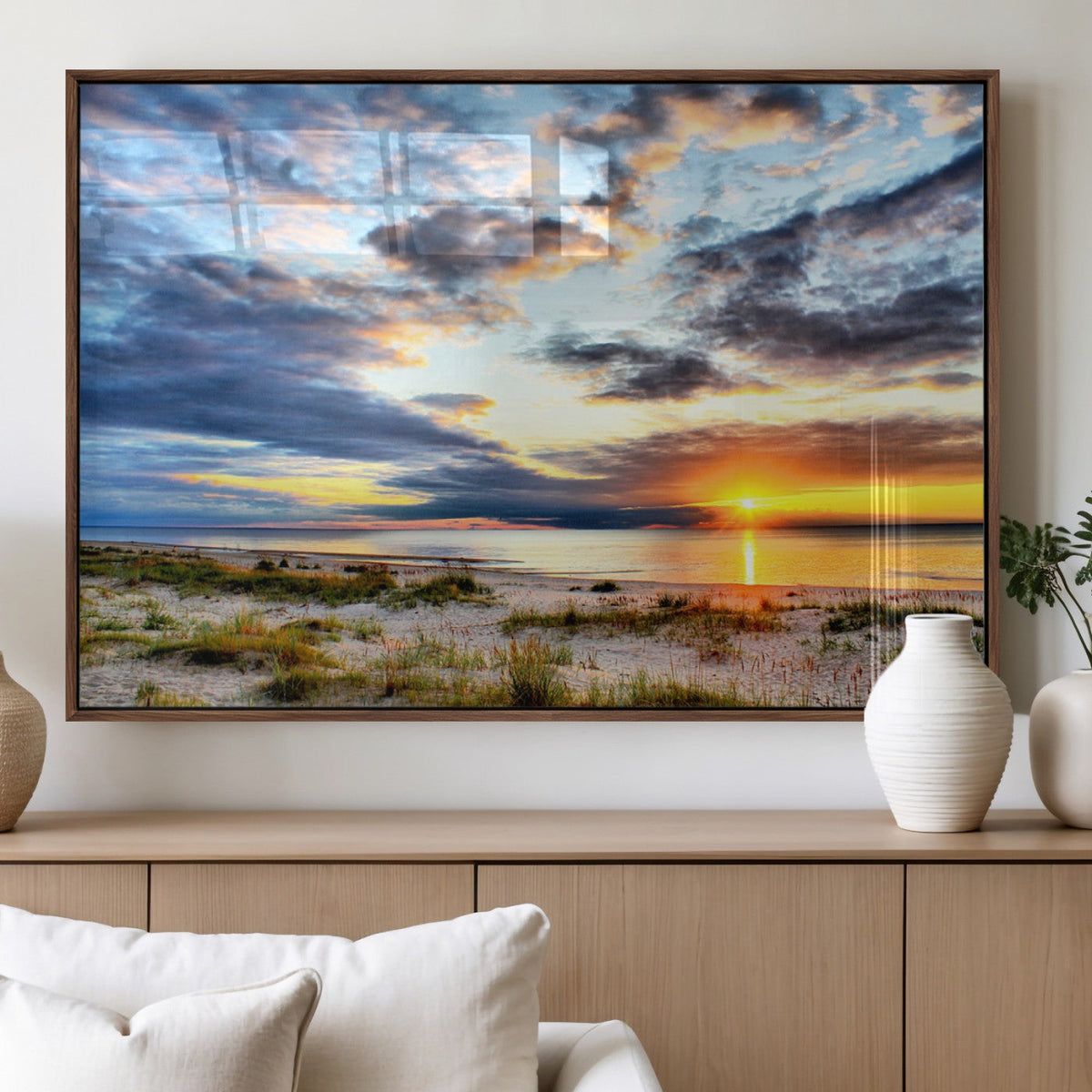 Sunset On The Ocean Wall Art Canvas Print