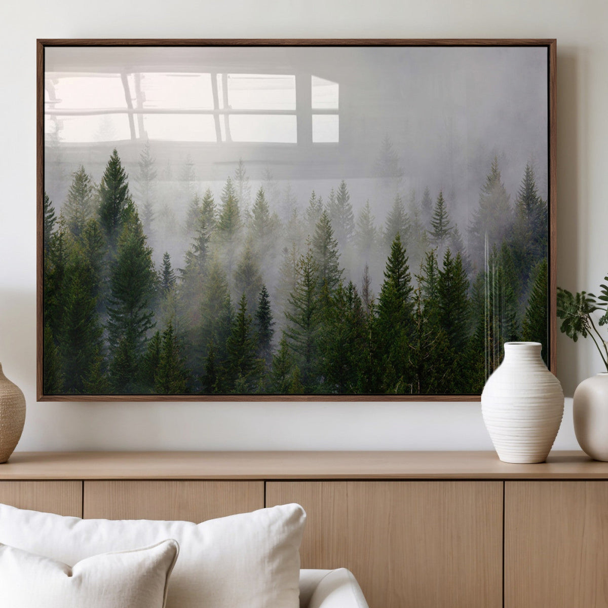 Forest Wall Art Canvas Print | Foggy Forest Wall Art | Pine