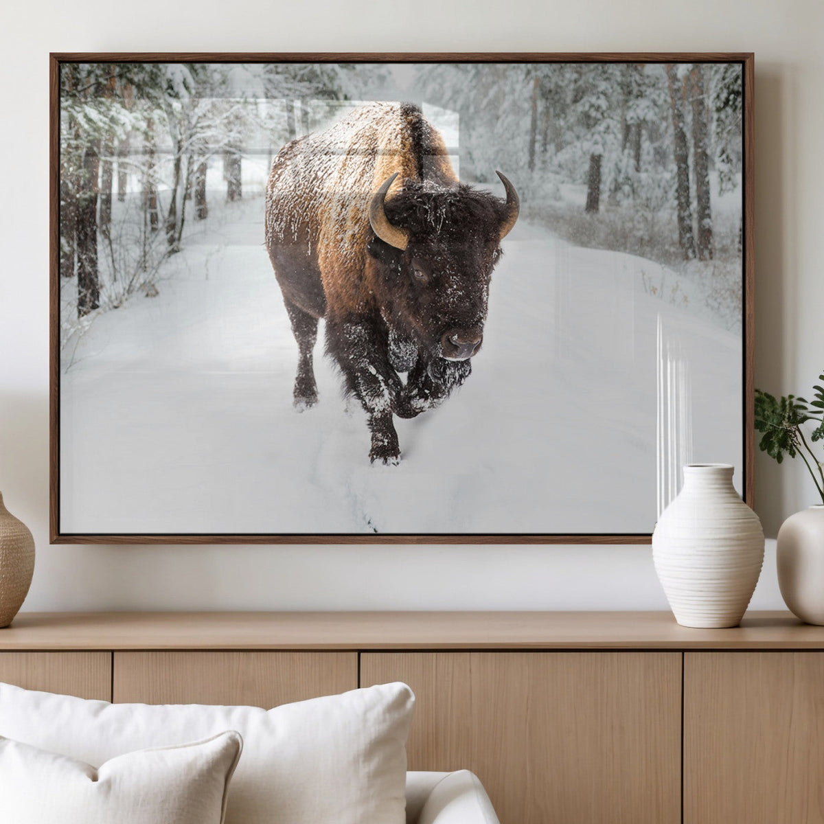 Bison Wall Art Canvas Print For Farmhouse, Animal Canvas