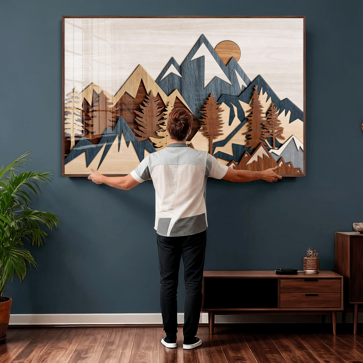 Woodland Mountain Landscape Triptych, Giclee Canvas Art for