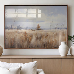 Golden Fields Wall Art Print Canvas – Serene Landscape of