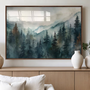 Serenity Forest Wall Art Canvas | Foggy Mountain Landscape