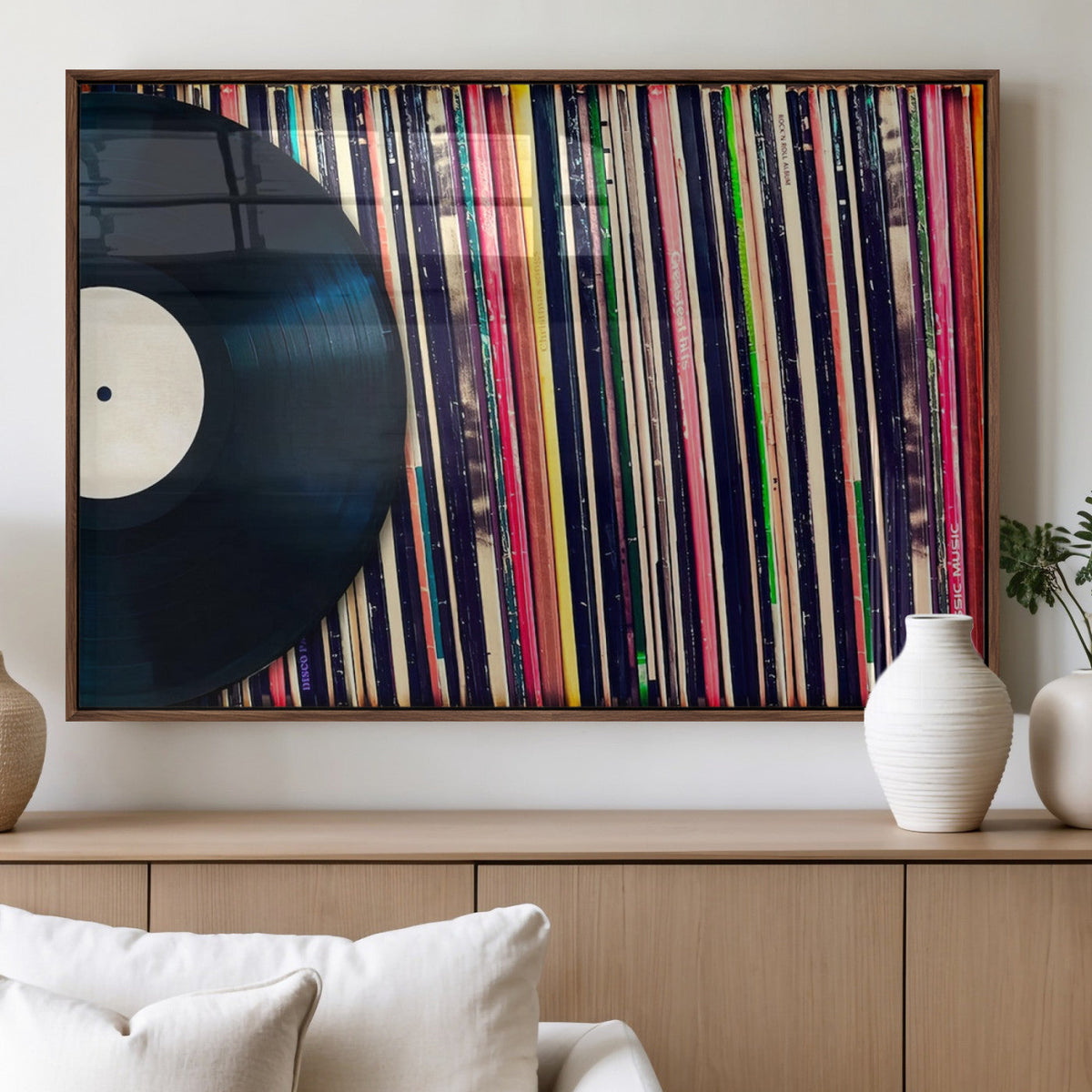 Vinyl Record and Album Collection Canvas Wall Art - Retro