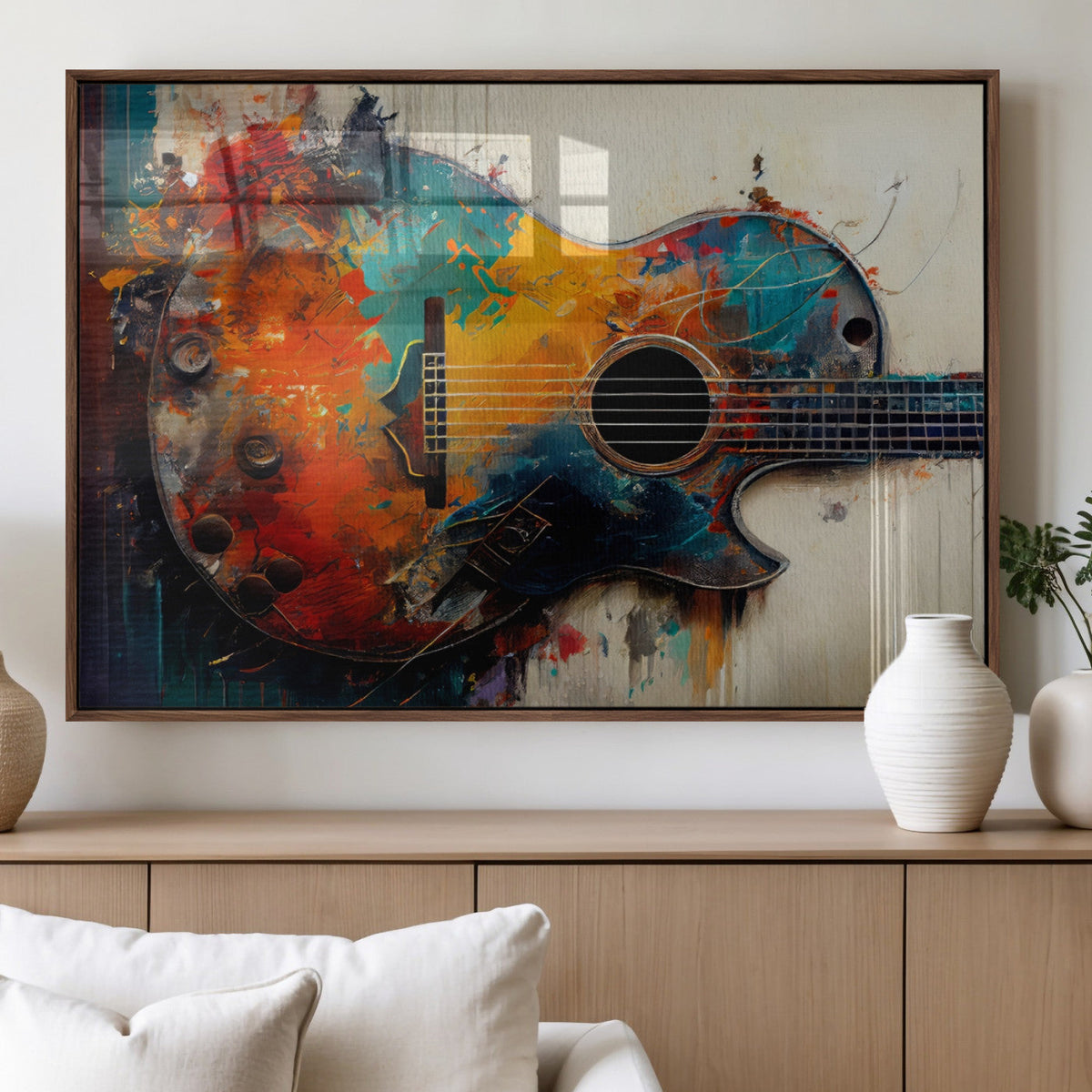 Abstract Guitar Wall Art Canvas | Vibrant Music-Inspired Art