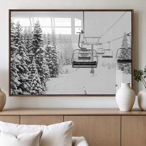 Ski Wall Art - Ski Lift Wall Art Canvas Print Snow Covered