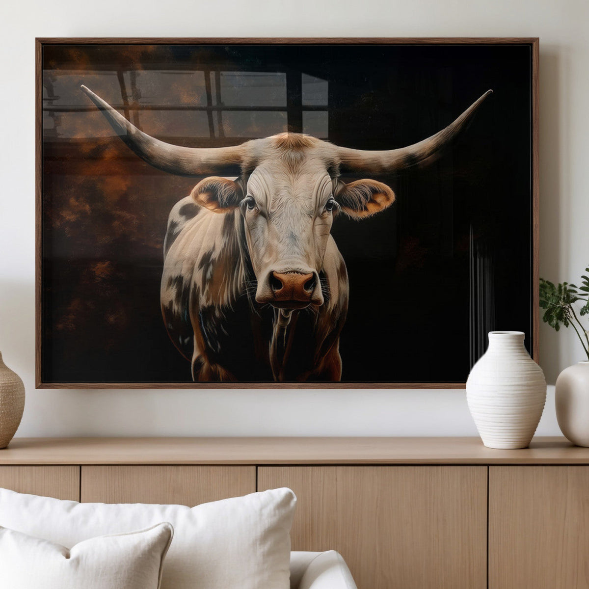 Texas Longhorn Wall Art | 3-Panel Large Texas Longhorn