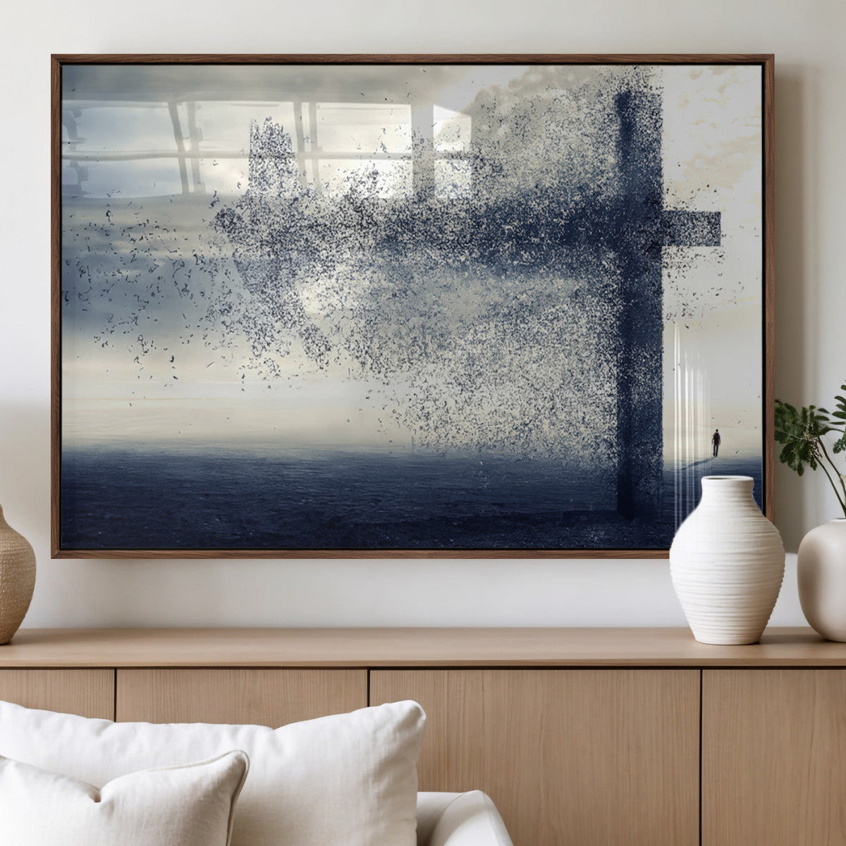 Jesus and the Fading Cross Wall Art Print – Symbol of Faith,