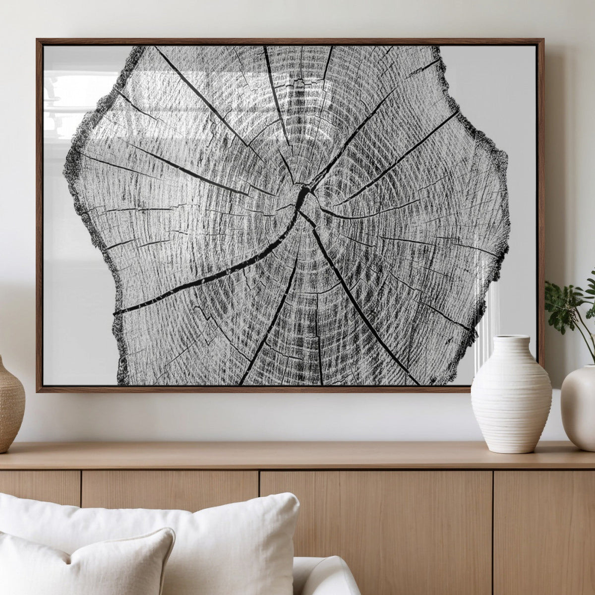 Rustic Tree Ring Wall Art Canvas Print – Framed and Ready to