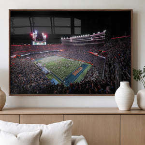 Ben Hill Griffin Stadium Night Game Triple Canvas Wall Art -