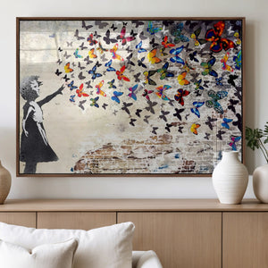 Banksy Graffiti Wall Art Canvas Print: Girl Releasing