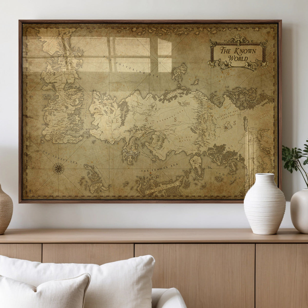 Vintage Game of Thrones Map Wall Art | Westeros and Essos