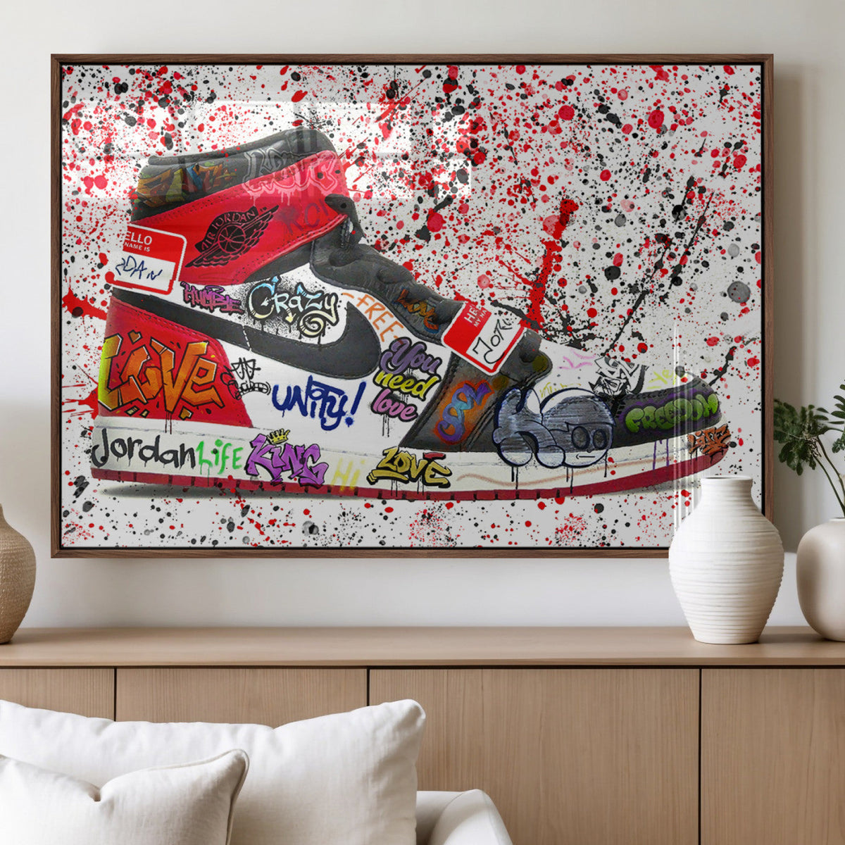 Jordan Shoes Graffiti Wall Art Canvas Print- Jordan Graffiti
