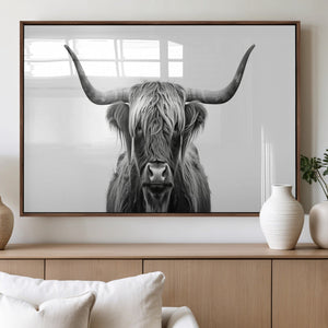 Highland Wall Art Canvas Print – Minimalist Black and White