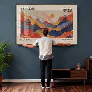 Yayoi Kusama Landscape Canvas Print, Vibrant Floral Mountain
