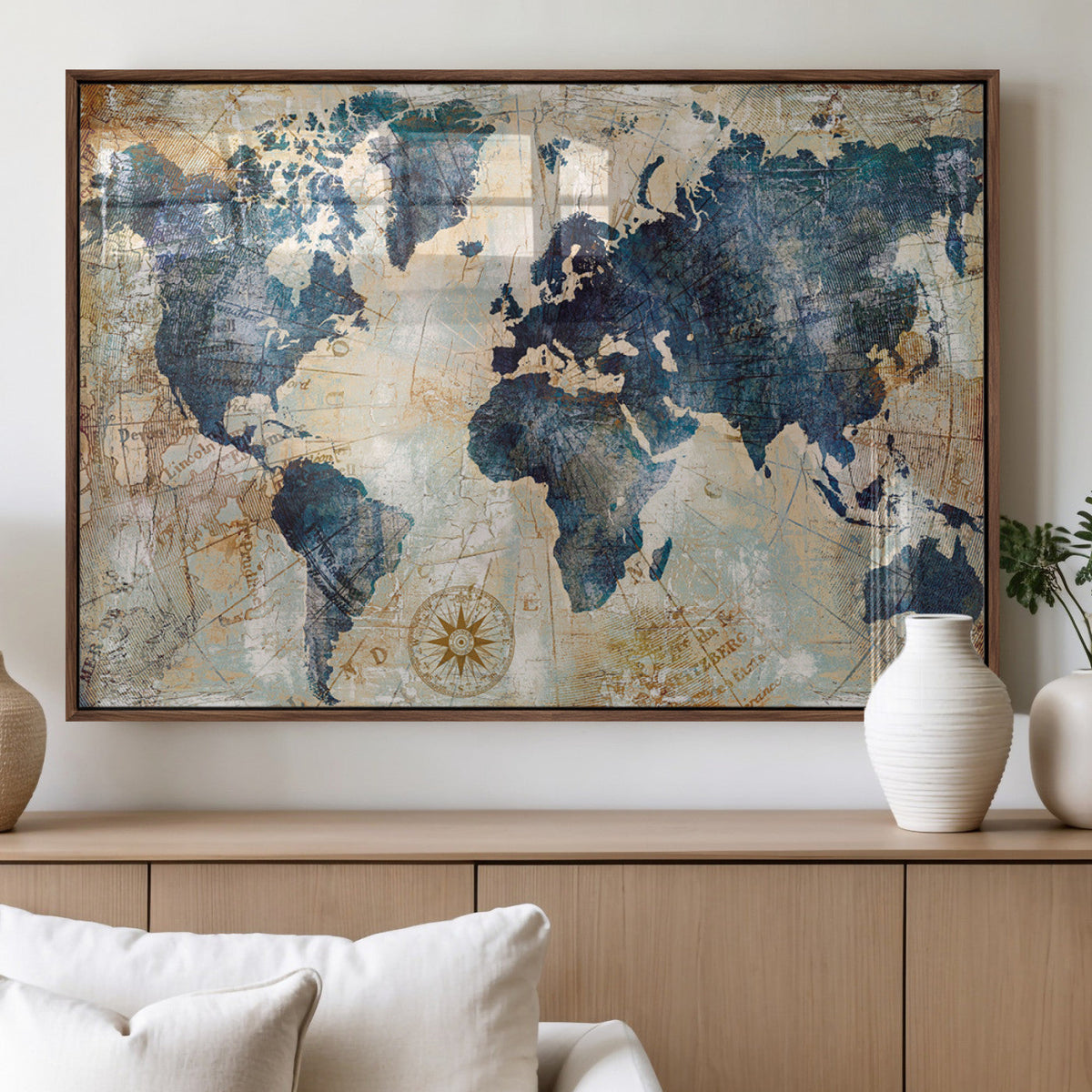 World Map Canvas Print – Framed Wall Art for Couples,
