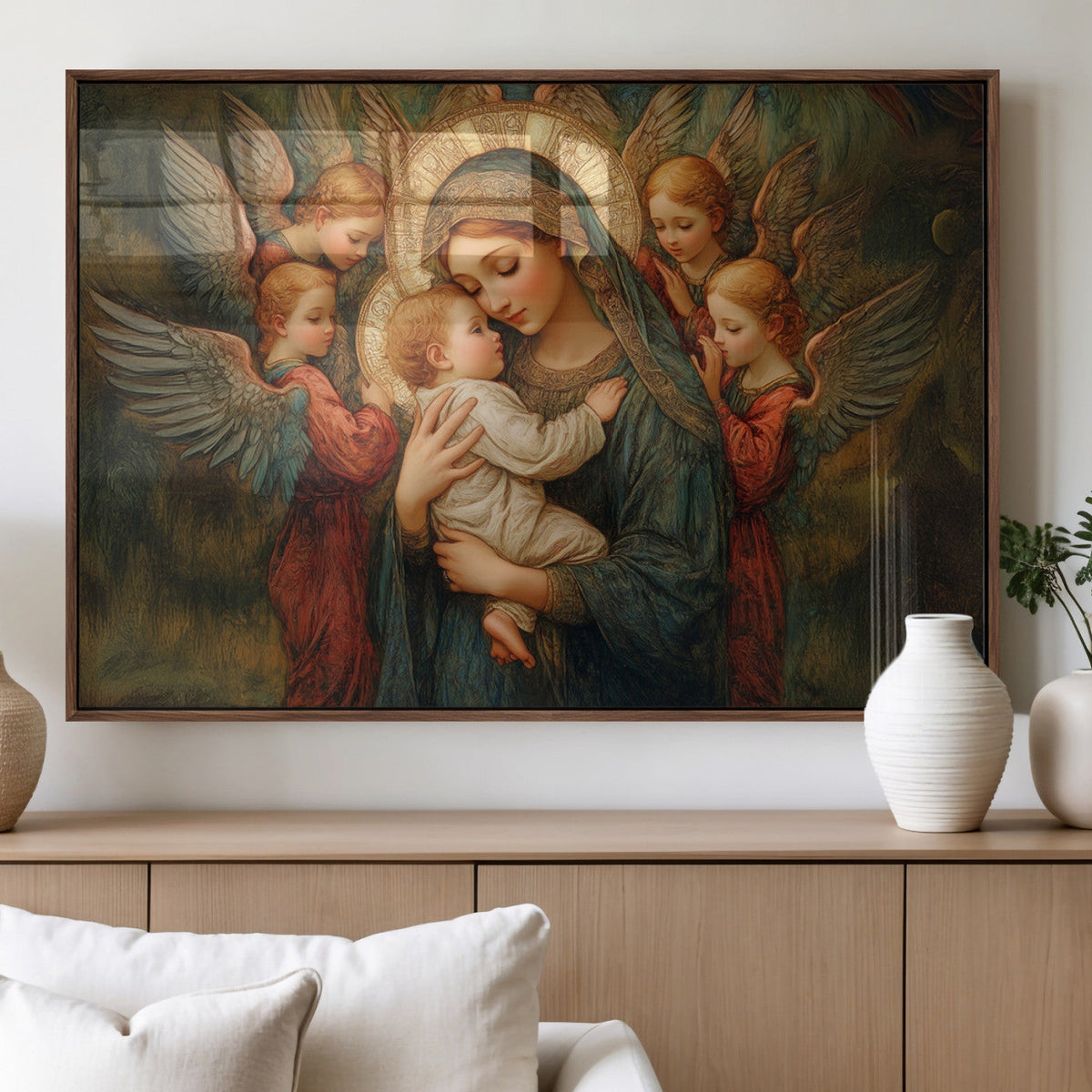 Mary Jesus Canvas Wall Art Print - Madonna and Child with