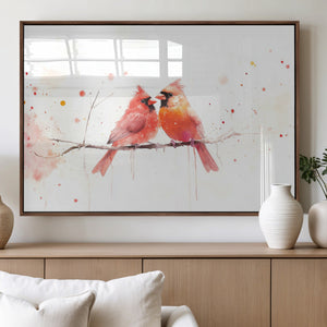 Cardinal Bird Canvas Wall Art - Male and Female Cardinal