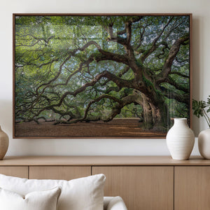 Historic Tree Wall Art – Framed Mossy Branch Canvas Artwork,