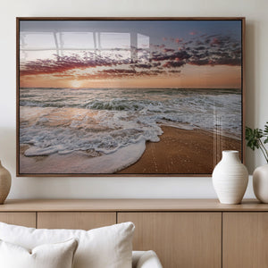 Ocean Sunset Wall Art Canvas Print – Framed Sandy Shore