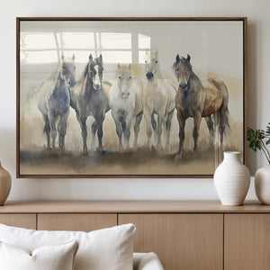 Wild Horses Wall Art Canvas Print, Framed Running Horses Art