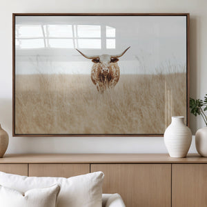 Texas Longhorn Wall Art Canvas Print – Framed Lone Cattle