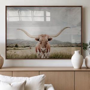 Texas Longhorn Wall Art Canvas Print – Framed Western Cow