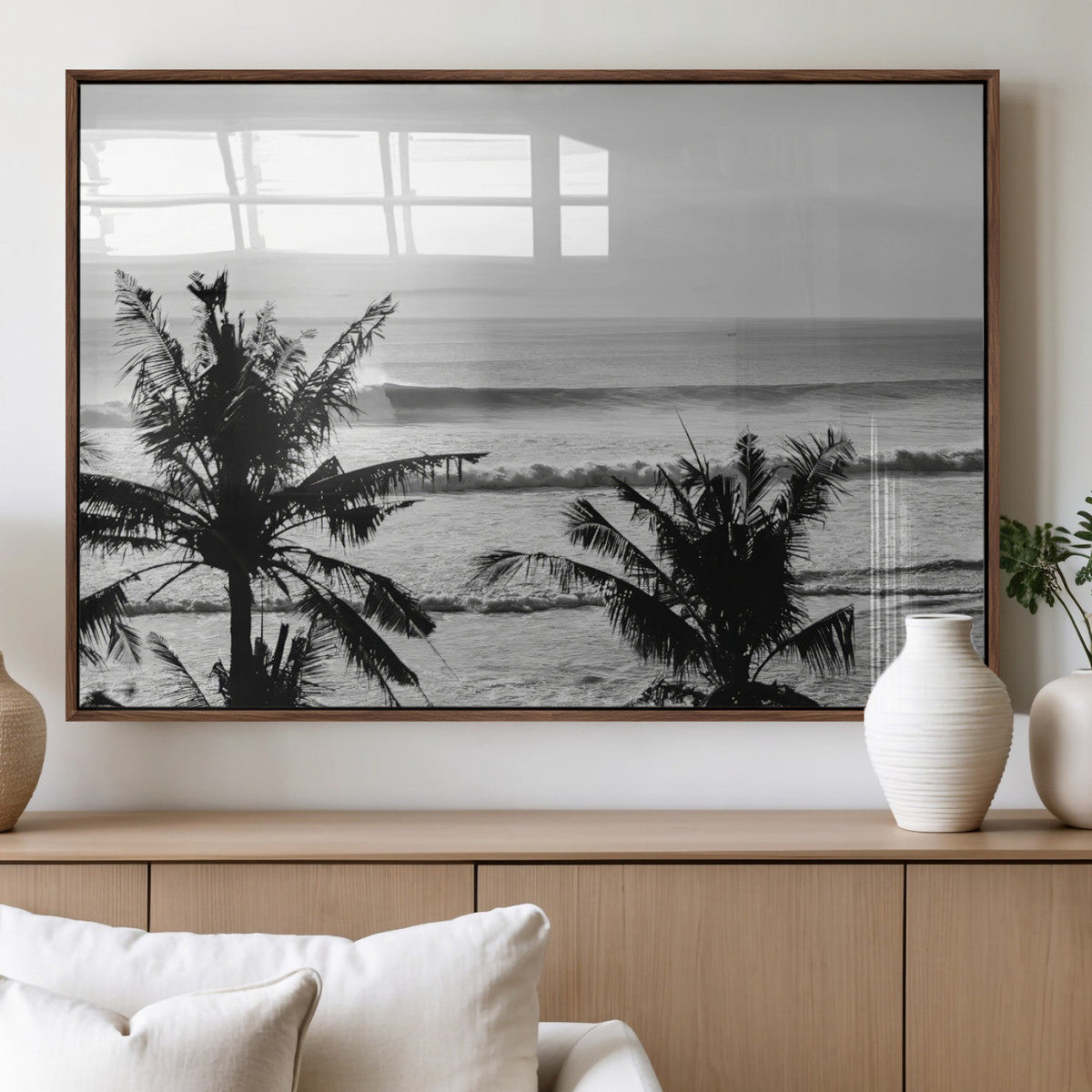 Tropical Coastline Wall Art Canvas Print – Framed Palm Trees