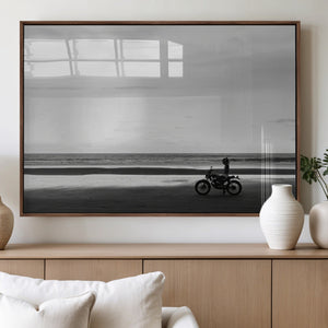 Motorcycle Beach Wall Art Canvas Print – Framed Vintage