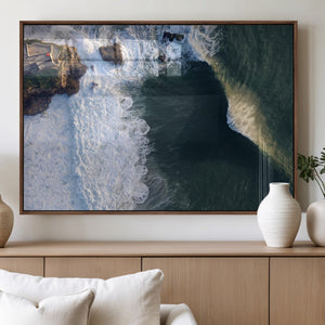 Nazare Coast Wall Art Canvas Print – Framed Aerial Ocean Art