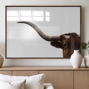 Texas Longhorn Wall Art Canvas Print – Framed Minimalist Cow